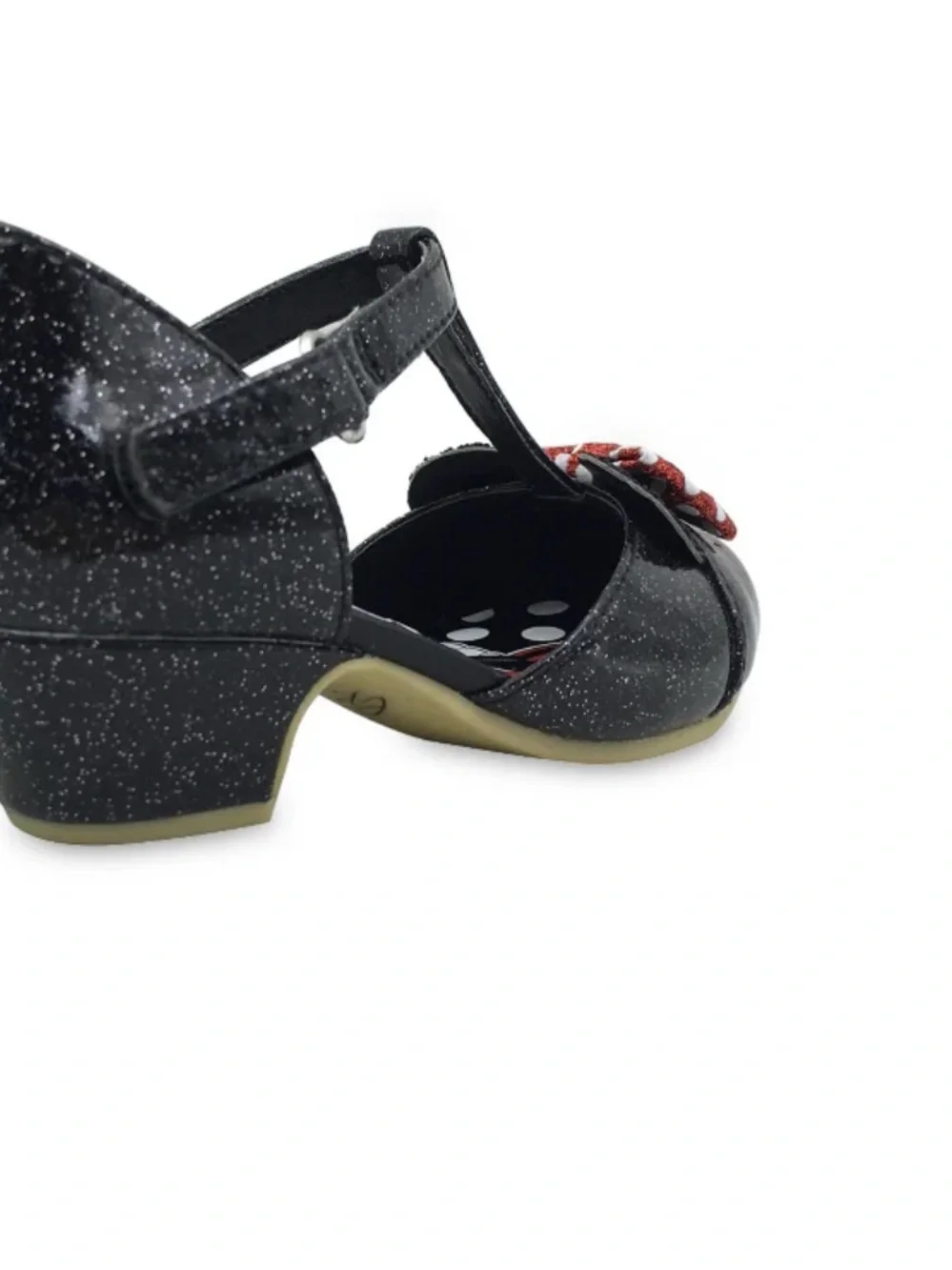 Girls Disney Minnie Mouse black glitter Mary Jane shoes heels size 10 dress up